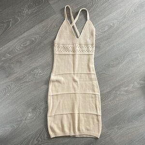 Elegant Beige Knit Dress